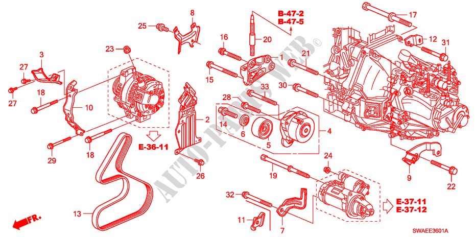 MOTORHALTERUNG(DIESEL)('10) für Honda CR-V DIESEL 2.2 ELEGANCE/LIFE 5 Türen 5 gang automatikgetriebe 2010
