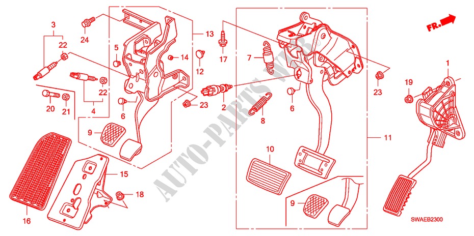 PEDAL(LH) für Honda CR-V DIESEL 2.2 ELEGANCE/LIFE 5 Türen 5 gang automatikgetriebe 2010