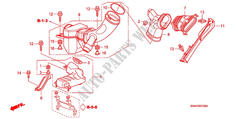 RESONATORKAMMER(DIESEL)('10) für Honda CR-V DIESEL 2.2 ES 5 Türen 5 gang automatikgetriebe 2010