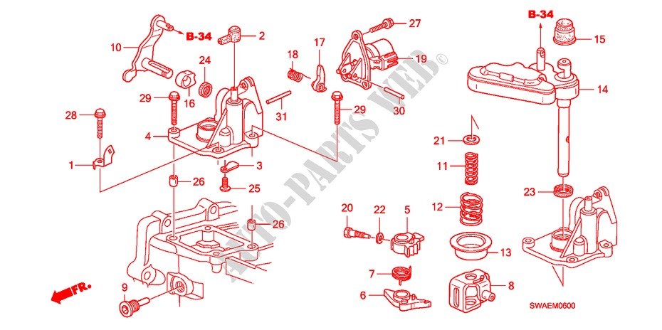 SCHALTARM/SCHALTHEBEL(2.0L)(2.4L) für Honda CR-V ES 5 Türen 6 gang-Schaltgetriebe 2009