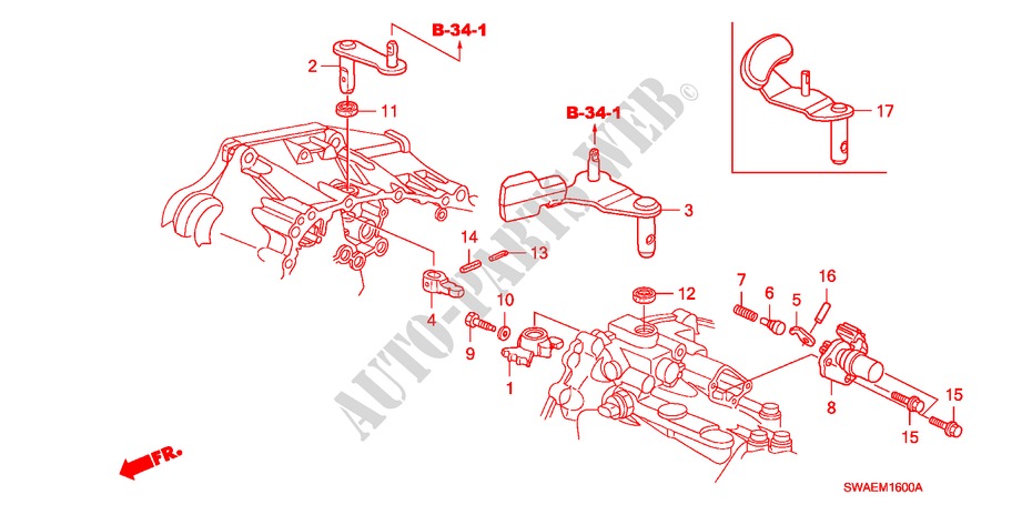 SCHALTARM/SCHALTHEBEL(DIESEL) für Honda CR-V DIESEL 2.2 EXECUTIVE 5 Türen 6 gang-Schaltgetriebe 2010