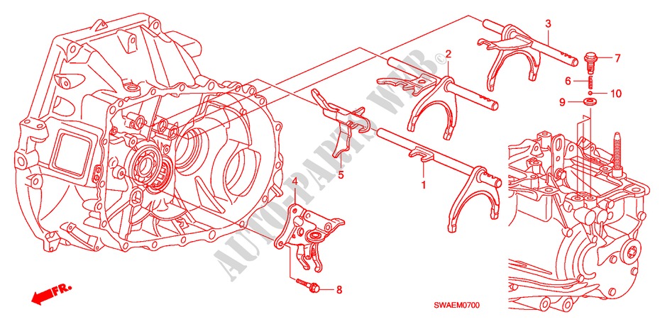 SCHALTGABEL/SCHALTHEBELHALTERUNG(2.0L)(2.4L) für Honda CR-V ES 5 Türen 6 gang-Schaltgetriebe 2010