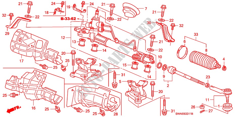 SERVOLENKGETRIEBE(HPS)(RH) für Honda CR-V DIESEL 2.2 ES 5 Türen 5 gang automatikgetriebe 2010