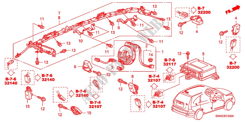 SRS EINHEIT(LH) für Honda CR-V DIESEL 2.2 EXECUTIVE 5 Türen 6 gang-Schaltgetriebe 2010