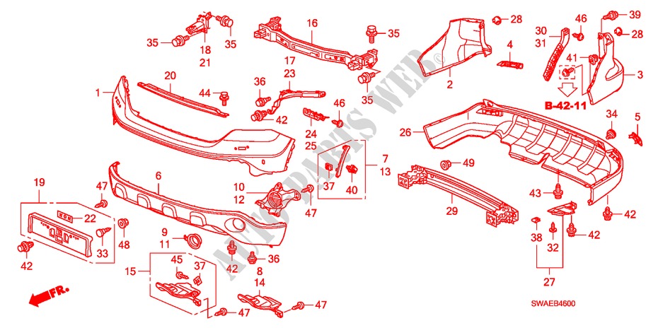 STOSSFAENGER('09) für Honda CR-V EXECUTIVE 5 Türen 6 gang-Schaltgetriebe 2009