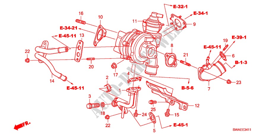 TURBOLADER(DIESEL)('10) für Honda CR-V DIESEL 2.2 ELEGANCE/LIFE 5 Türen 5 gang automatikgetriebe 2010
