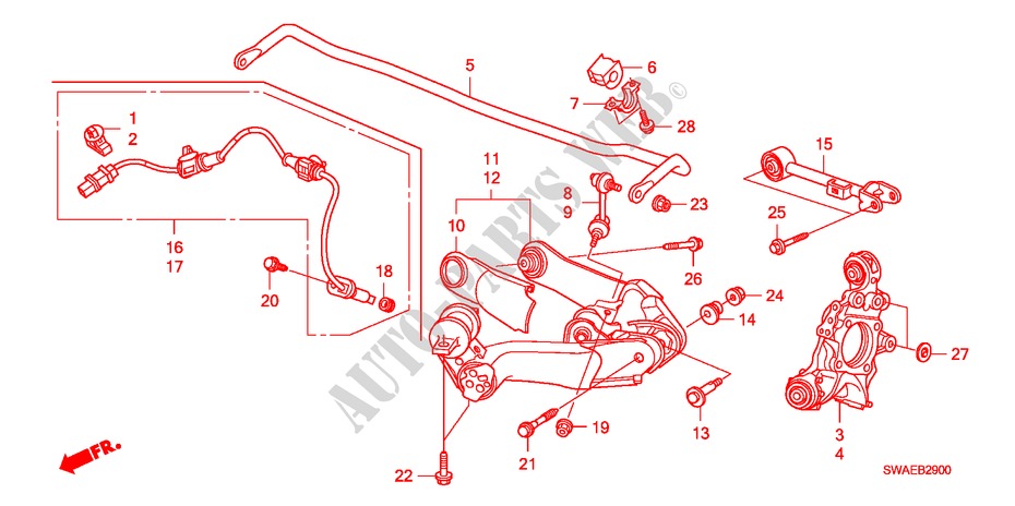 UNTERER ARM, HINTEN für Honda CR-V ES 5 Türen 6 gang-Schaltgetriebe 2009