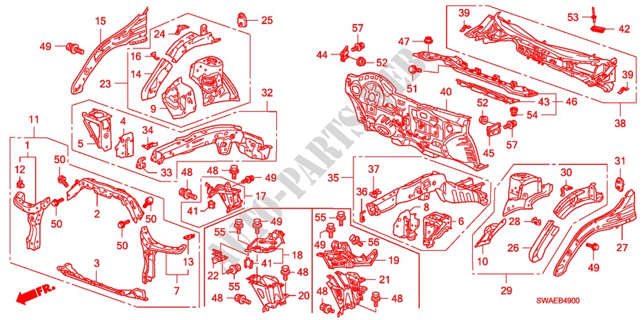 VORDERE TRENNWAND/STIRNWAND für Honda CR-V DIESEL 2.2 S&L PACK 5 Türen 6 gang-Schaltgetriebe 2009