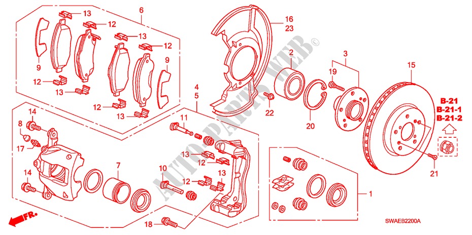 VORDERRADBREMSE(1) für Honda CR-V ES 5 Türen 6 gang-Schaltgetriebe 2009