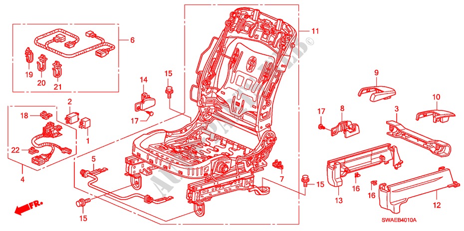 VORNE SITZKOMPONENTEN(L.) für Honda CR-V DIESEL 2.2 ELEGANCE/LIFE 5 Türen 5 gang automatikgetriebe 2010