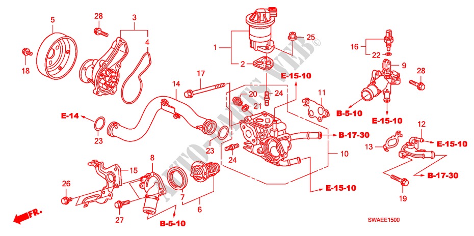 WASSERPUMPE(2.0L) für Honda CR-V EXECUTIVE 5 Türen 6 gang-Schaltgetriebe 2009