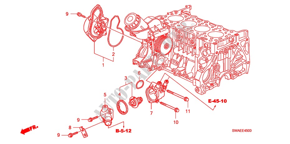 WASSERPUMPE(DIESEL)('09) für Honda CR-V DIESEL 2.2 S&L PACK 5 Türen 6 gang-Schaltgetriebe 2009