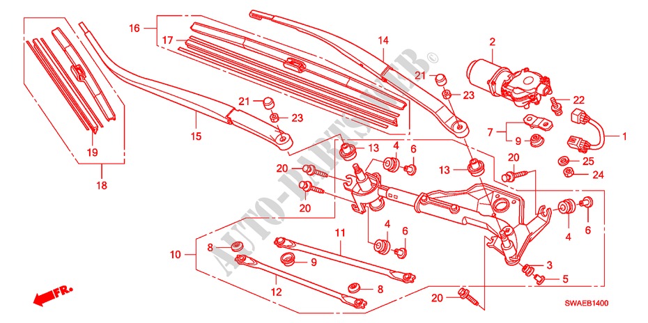 WINDSCHUTZSCHEIBENWISCHER(LH) für Honda CR-V DIESEL 2.2 EXECUTIVE 5 Türen 6 gang-Schaltgetriebe 2010