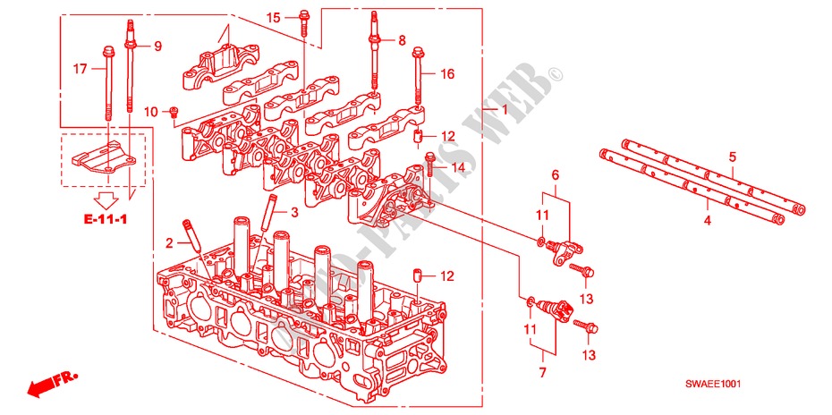 ZYLINDERKOPF(2.4L) für Honda CR-V EXECUTIVE 5 Türen 5 gang automatikgetriebe 2009