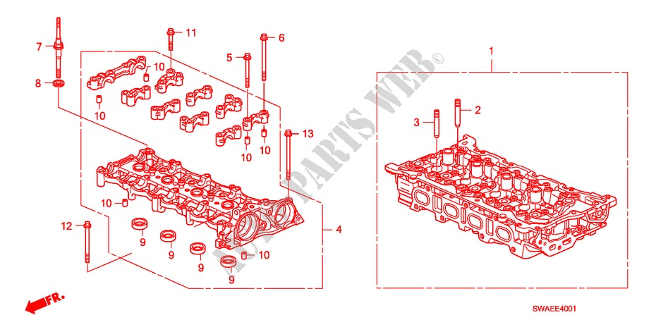 ZYLINDERKOPF(DIESEL)('10) für Honda CR-V DIESEL 2.2 EXECUTIVE 5 Türen 6 gang-Schaltgetriebe 2010