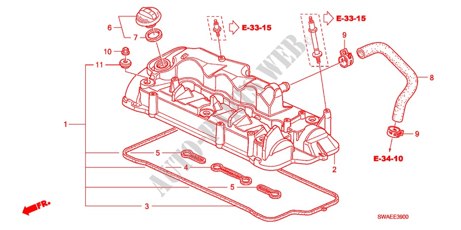 ZYLINDERKOPFDECKEL(DIESEL)('09) für Honda CR-V DIESEL 2.2 S&L PACK 5 Türen 6 gang-Schaltgetriebe 2009