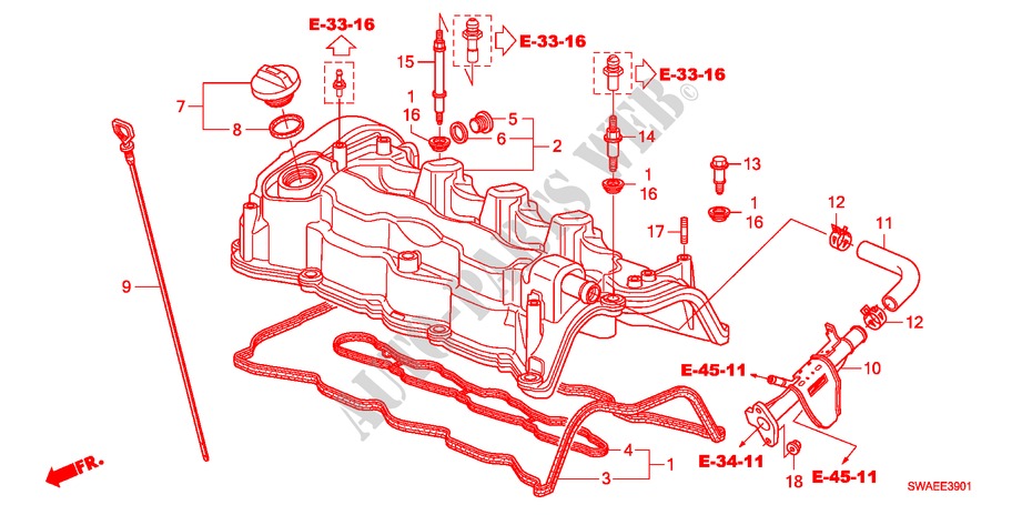 ZYLINDERKOPFDECKEL(DIESEL)('10) für Honda CR-V DIESEL 2.2 ELEGANCE/LIFE 5 Türen 5 gang automatikgetriebe 2010