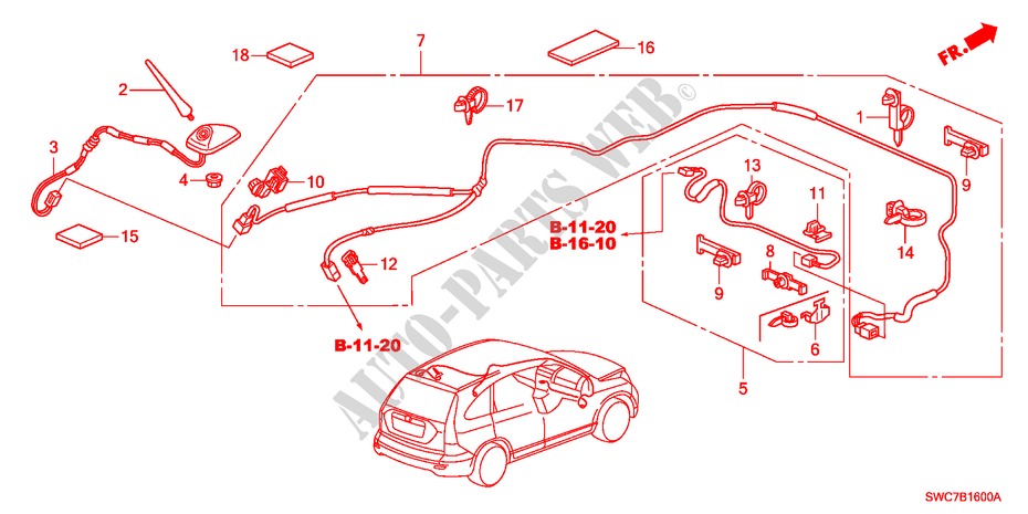 ANTENNE(LH) für Honda CR-V EXECUTIVE 5 Türen 6 gang-Schaltgetriebe 2011