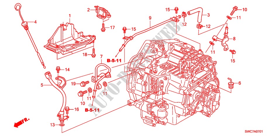 ATF LEITUNG(2.4L) für Honda CR-V RV-SI 5 Türen 5 gang automatikgetriebe 2011