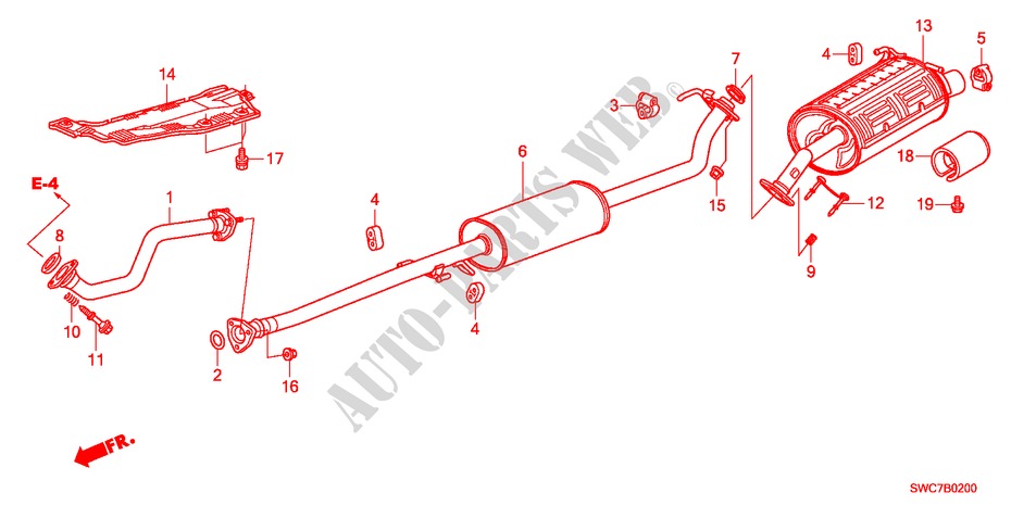 AUSPUFFROHR/SCHALLDAEMPFER(2.0L) für Honda CR-V EX 5 Türen 5 gang automatikgetriebe 2011