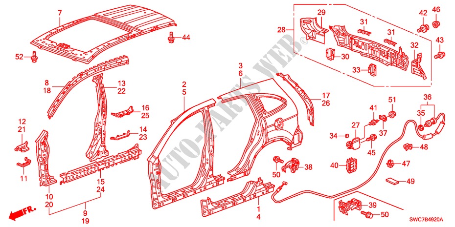 AUSSENBLECHE/DACHPLATTE für Honda CR-V EX 5 Türen 5 gang automatikgetriebe 2011