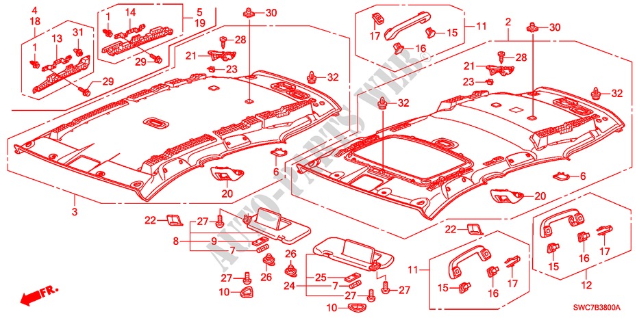 DACHVERKLEIDUNG(1) für Honda CR-V RV-SI 5 Türen 5 gang automatikgetriebe 2011