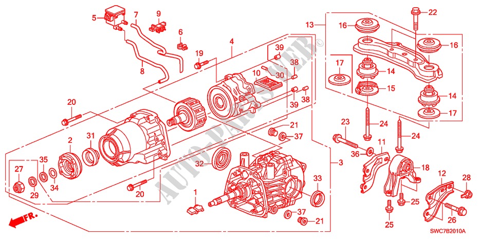 DIFFERENTIAL, HINTEN/FASSUNG für Honda CR-V EXECUTIVE 5 Türen 6 gang-Schaltgetriebe 2011