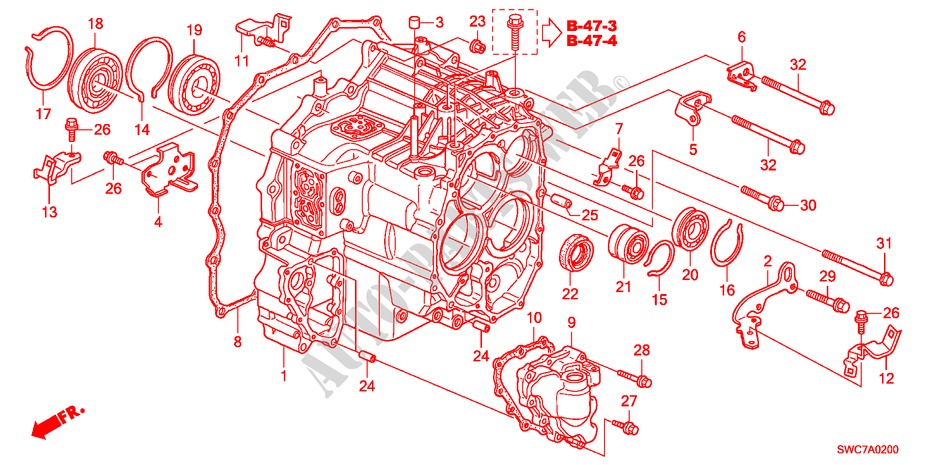 GETRIEBEGEHAEUSE(2.0L)(2.4L) für Honda CR-V EX 5 Türen 5 gang automatikgetriebe 2011