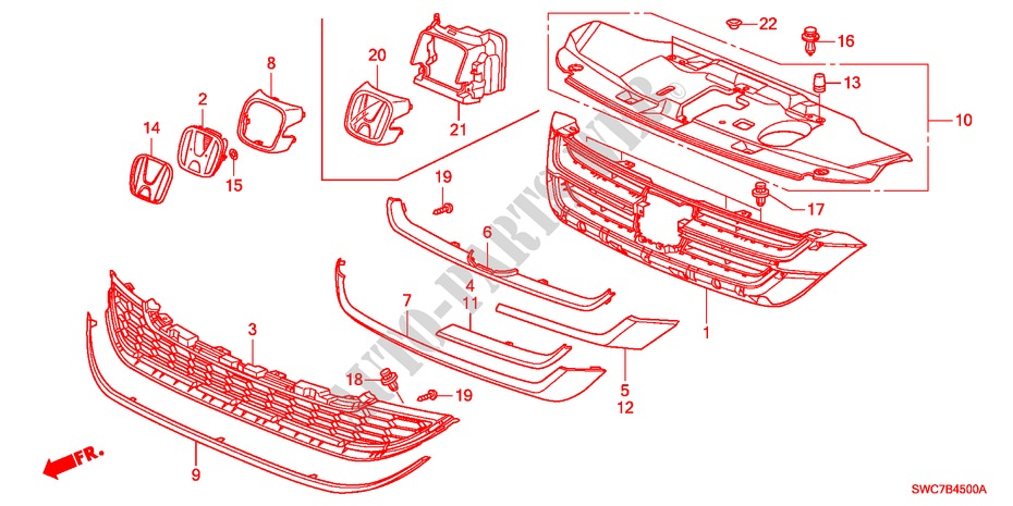 GRILL, VORNE für Honda CR-V DIESEL 2.2 SE 5 Türen 6 gang-Schaltgetriebe 2011