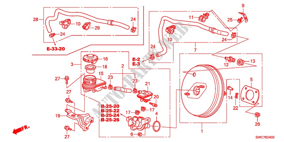 HAUPTBREMSZYLINDER/MASTER POWER(LH)(1) für Honda CR-V DIESEL 2.2 ELEGANCE 5 Türen 6 gang-Schaltgetriebe 2011