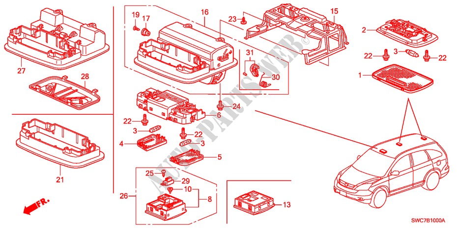 INNENLEUCHTE für Honda CR-V EX 5 Türen 5 gang automatikgetriebe 2011