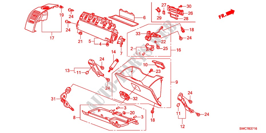 INSTRUMENTENBRETT(BEIFAHRERSEITE)(RH) für Honda CR-V EX 5 Türen 5 gang automatikgetriebe 2011