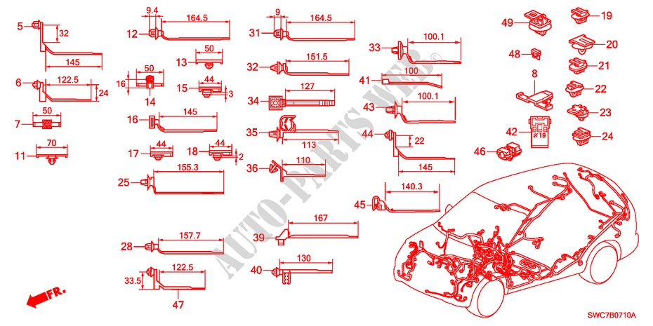 KABELBAUMBAND/BUEGEL(LH)(1) für Honda CR-V EXECUTIVE 5 Türen 6 gang-Schaltgetriebe 2011