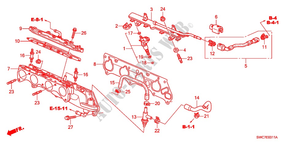 KRAFTSTOFFEINSPRITZUNG(2.4L) für Honda CR-V RV-SI 5 Türen 5 gang automatikgetriebe 2011