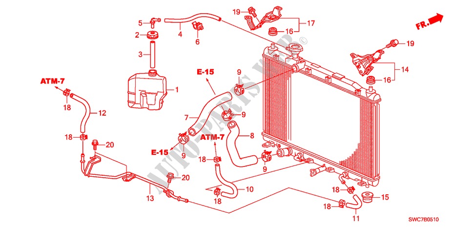 KUEHLERSCHLAUCH/RESERVETANK(2.0L) für Honda CR-V EXECUTIVE 5 Türen 6 gang-Schaltgetriebe 2011