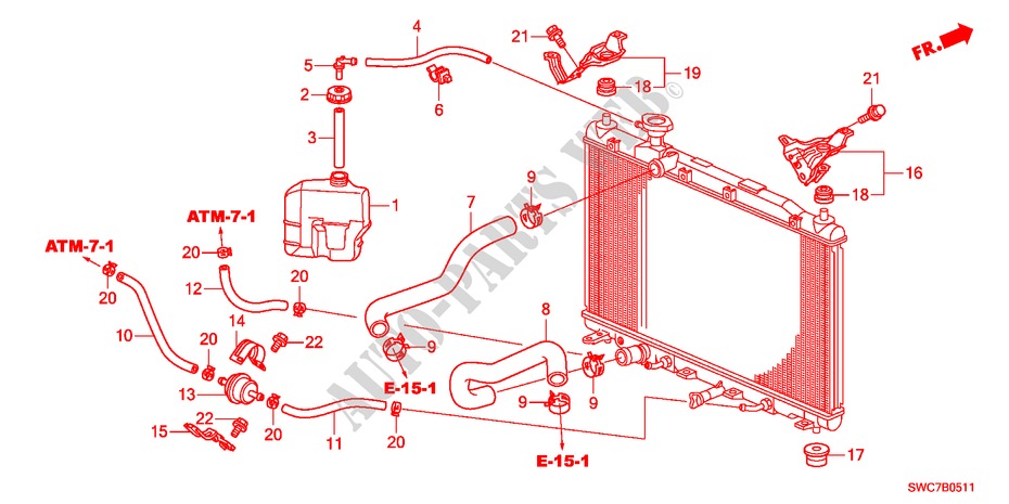 KUEHLERSCHLAUCH/RESERVETANK(2.4L) für Honda CR-V RV-SI 5 Türen 5 gang automatikgetriebe 2011