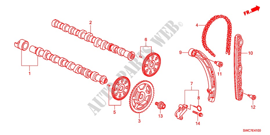 NOCKENWELLE/NOCKENWELLENKETTE(DIESEL) für Honda CR-V DIESEL 2.2 ELEGANCE 5 Türen 6 gang-Schaltgetriebe 2011
