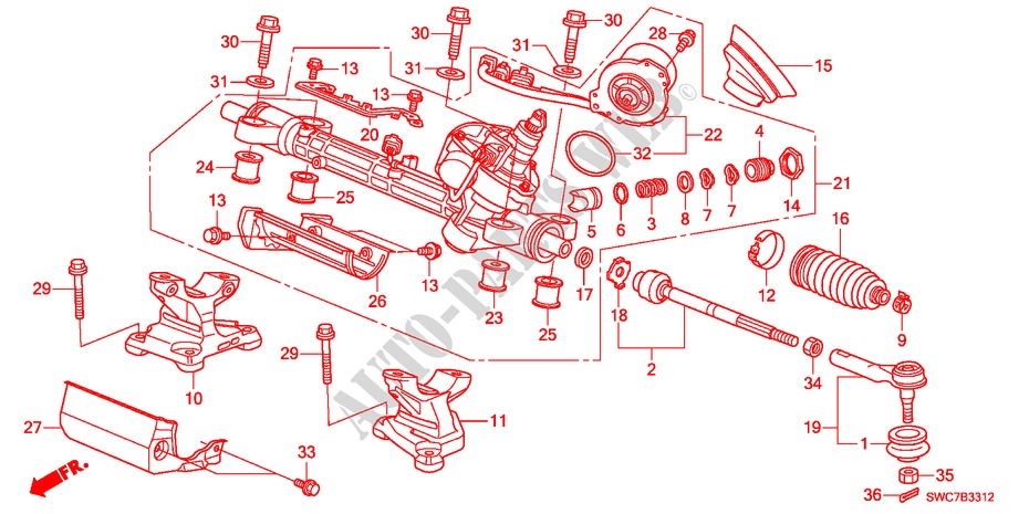 SERVOLENKGETRIEBE(EPS)(LH) für Honda CR-V EXECUTIVE 5 Türen 6 gang-Schaltgetriebe 2011