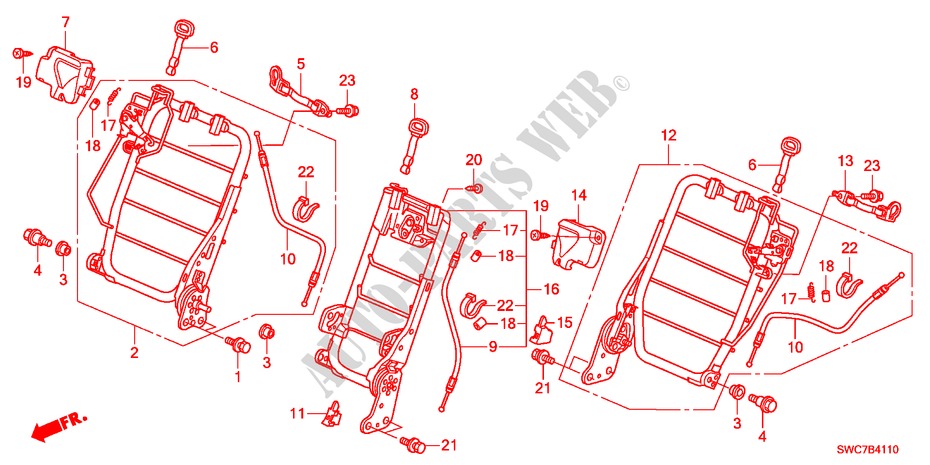 SITZKOMPONENTEN, HINTEN(1) für Honda CR-V RV-SI 5 Türen 5 gang automatikgetriebe 2011