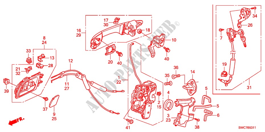 TUERSCHLOESSER, VORNE/AEUSSERER GRIFF(2) für Honda CR-V RV-SI 5 Türen 5 gang automatikgetriebe 2011
