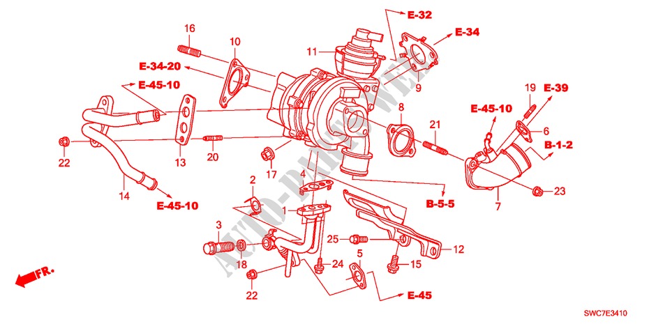 TURBOLADER(DIESEL) für Honda CR-V DIESEL 2.2 ELEGANCE 5 Türen 6 gang-Schaltgetriebe 2011