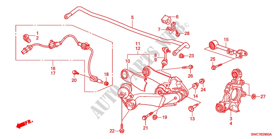 UNTERER ARM, HINTEN für Honda CR-V RV-SI 5 Türen 5 gang automatikgetriebe 2011