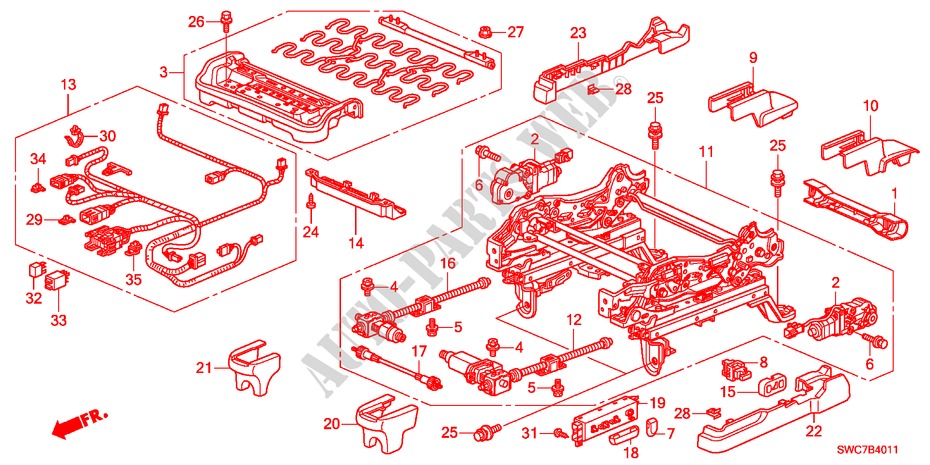 VORNE SITZKOMPONENTEN(L.)(MOTORLEISTUNG, SITZ) für Honda CR-V EXECUTIVE 5 Türen 6 gang-Schaltgetriebe 2011