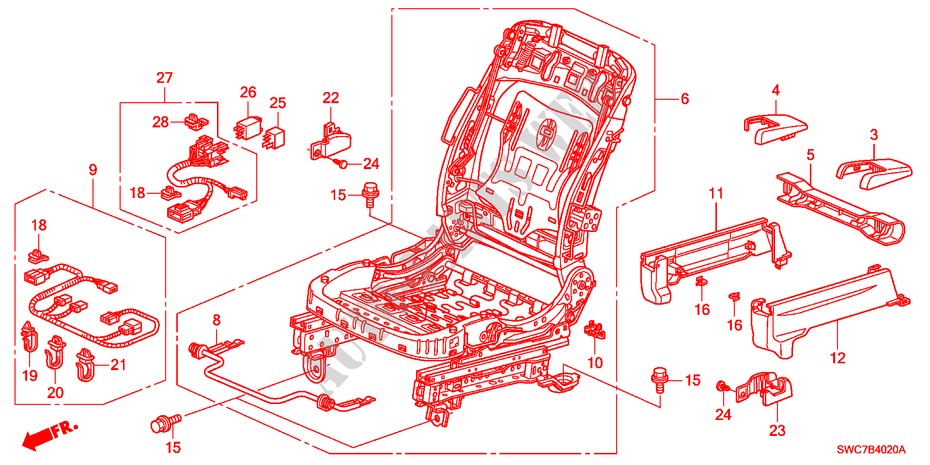 VORNE SITZKOMPONENTEN(R.) für Honda CR-V EXECUTIVE 5 Türen 6 gang-Schaltgetriebe 2011