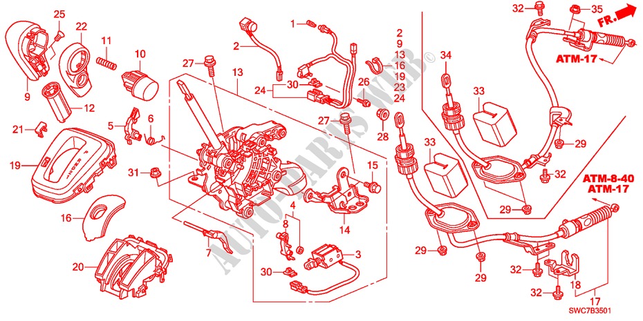 WAHLHEBEL(RH) für Honda CR-V EX 5 Türen 5 gang automatikgetriebe 2011