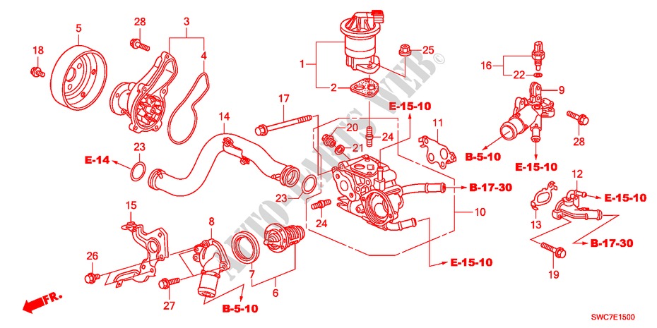 WASSERPUMPE(2.0L) für Honda CR-V ELEGANCE LIFESTYLE 5 Türen 6 gang-Schaltgetriebe 2011