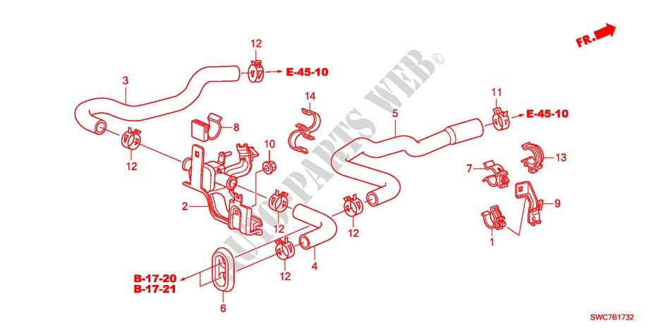 WASSERSCHLAUCH(DIESEL) für Honda CR-V DIESEL 2.2 ELEGANCE 5 Türen 6 gang-Schaltgetriebe 2011