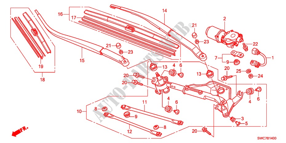 WINDSCHUTZSCHEIBENWISCHER(LH) für Honda CR-V RV-I 5 Türen 6 gang-Schaltgetriebe 2011