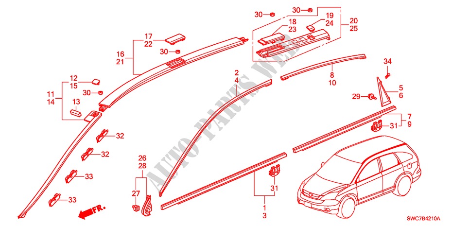 ZIERLEISTE für Honda CR-V DIESEL 2.2 ELEGANCE 5 Türen 5 gang automatikgetriebe 2011