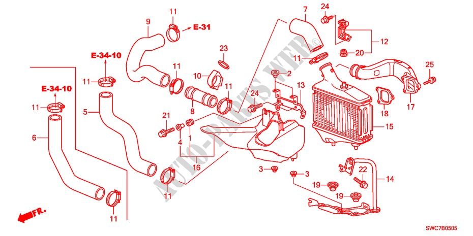 ZWESCHENKUEHLERINHEIT für Honda CR-V DIESEL 2.2 ELEGANCE 5 Türen 6 gang-Schaltgetriebe 2011